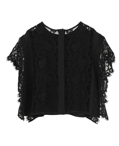 【LUTZ HUELLE/ルッツヒュエル】レースシアーブラウス 詳細画像 ブラック 2