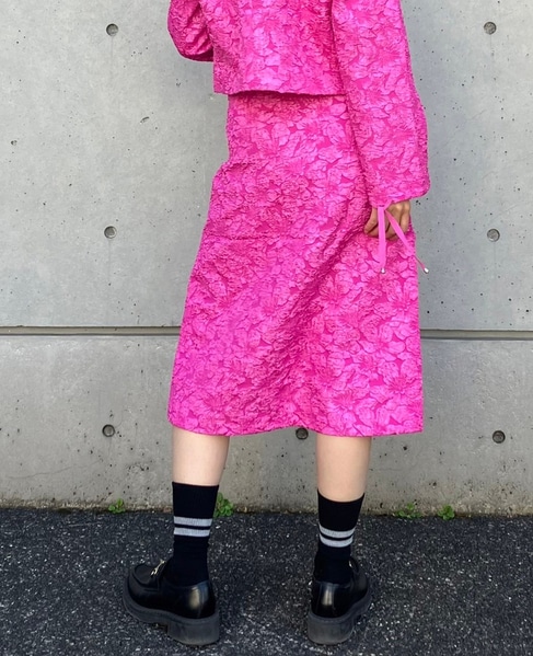 【BAUM UND PFERDGARTEN/バウムウンドヘルガーテン】フラワージャカードサイドスリットスカート 詳細画像 ピンク 2