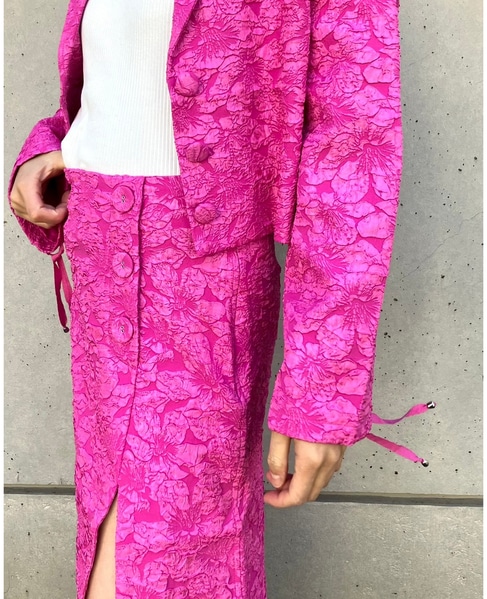 【BAUM UND PFERDGARTEN/バウムウンドヘルガーテン】フラワージャカードサイドスリットスカート 詳細画像 ピンク 3