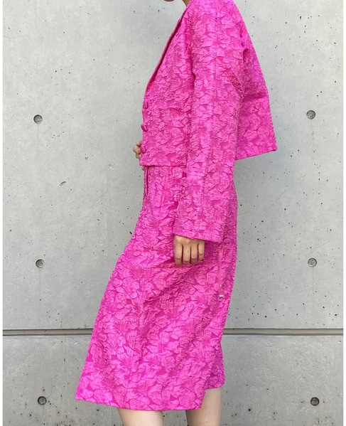 【BAUM UND PFERDGARTEN/バウムウンドヘルガーテン】フラワージャカードサイドスリットスカート 詳細画像 ピンク 4