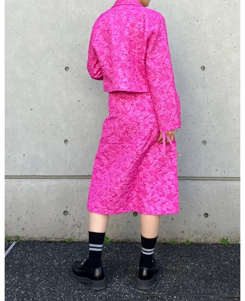 【BAUM UND PFERDGARTEN/バウムウンドヘルガーテン】フラワージャカードサイドスリットスカート 詳細画像 ピンク 6
