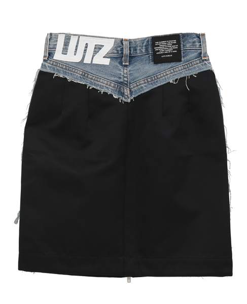 【LUTZ HUELLE/ルッツヒュエル】デニムコンビ・フロントパネルスカート 詳細画像 ブラック 2