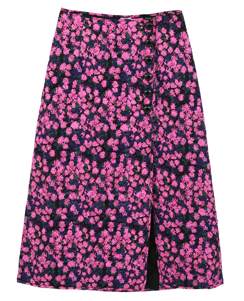 【BAUM UND PFERDGARTEN/バウムウンドヘルガーテン】フローラルプリント・アシンメトリーボタンスカート 詳細画像 ピンク 1