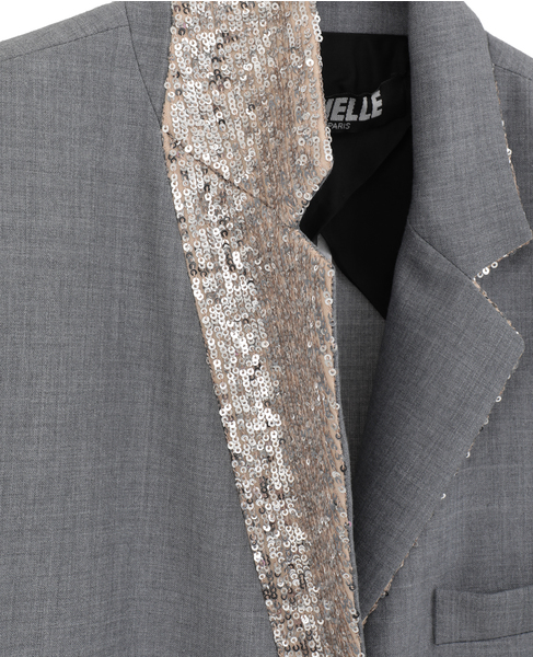 【LUTZ HUELLE/ルッツヒュエル】ベルト付きカットオフ・テーラードロングベスト 詳細画像 グレー 7