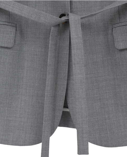 【LUTZ HUELLE/ルッツヒュエル】ベルト付きカットオフ・テーラードロングベスト 詳細画像 グレー 9