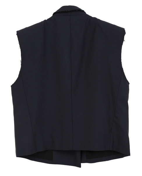【LUTZ HUELLE/ルッツヒュエル】カットオフディテール・テーラードベスト 詳細画像 ネイビー 2