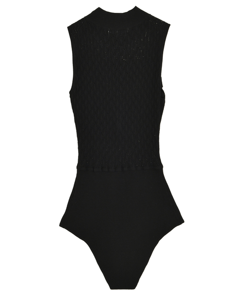 【NICENICE MOMENT/ナイスナイスモーメント】ダイヤパターン ニットボディスーツ 詳細画像 ブラック 2