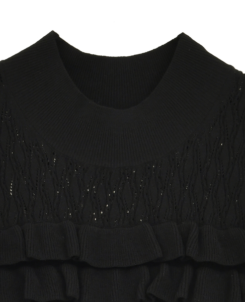 【NICENICE MOMENT/ナイスナイスモーメント】ダイヤパターン ニットボディスーツ 詳細画像 ブラック 3