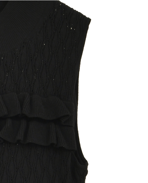 【NICENICE MOMENT/ナイスナイスモーメント】ダイヤパターン ニットボディスーツ 詳細画像 ブラック 4