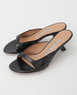 【PELLICO/ペリーコ】スクエアオープントゥ ミニヒールサンダル