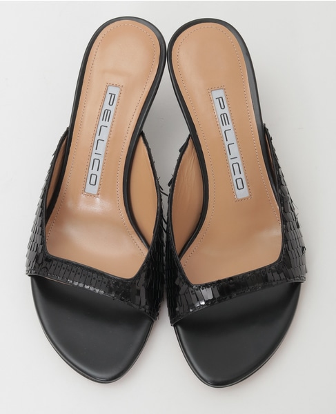 【PELLICO/ペリーコ】スクエアオープントゥ ミニヒールサンダル 詳細画像 ブラック 2