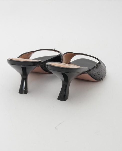 【PELLICO/ペリーコ】スクエアオープントゥ ミニヒールサンダル 詳細画像 ブラック 3