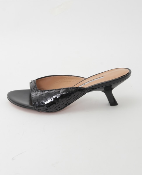 【PELLICO/ペリーコ】スクエアオープントゥ ミニヒールサンダル 詳細画像 ブラック 4