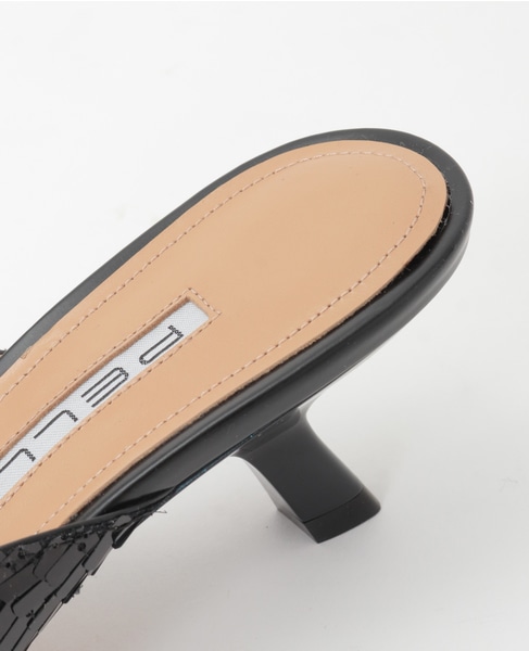 【PELLICO/ペリーコ】スクエアオープントゥ ミニヒールサンダル 詳細画像 ブラック 6