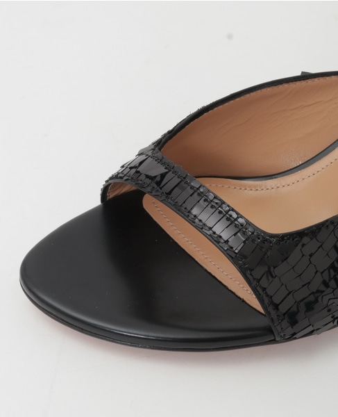 【PELLICO/ペリーコ】スクエアオープントゥ ミニヒールサンダル 詳細画像 ブラック 7