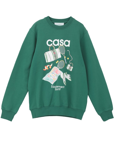 【Casablanca/カサブランカ】Printed Cotton Sweatshirt  詳細画像 グリーン 1