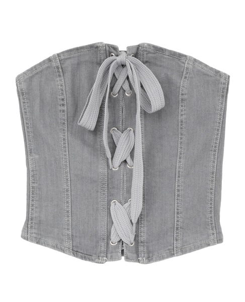 【BAUM UND PFERDGARTEN/バウムウンドヘルガーテン】デニムレースアップ・コルセットトップス 詳細画像 グレー 1