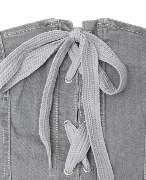 【BAUM UND PFERDGARTEN/バウムウンドヘルガーテン】デニムレースアップ・コルセットトップス 詳細画像 グレー 3