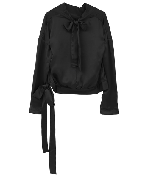 【LUTZ HUELLE/ルッツヒュエル】ドレープネックブラウス 詳細画像 ブラック 2