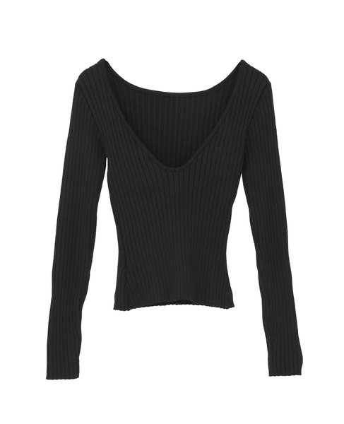 【NICENICE MOMENT/ナイスナイスモーメント】バックオープンリブニットシェル 詳細画像 ブラック 2
