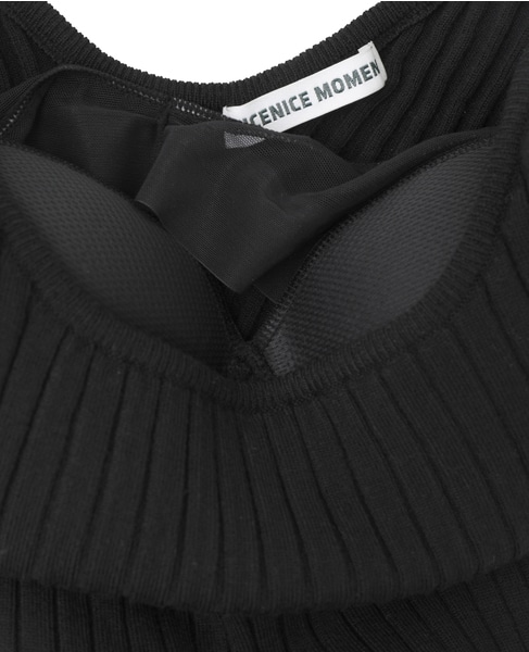 【NICENICE MOMENT/ナイスナイスモーメント】バックオープンリブニットシェル 詳細画像 ブラック 6