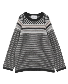 【NOMA t.d./ノーマティーディー】Checker And Striped Sweater