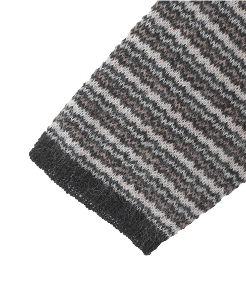 【NOMA t.d./ノーマティーディー】Checker And Striped Sweater 詳細画像 グレー 4