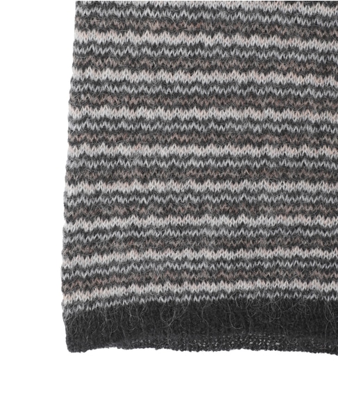 【NOMA t.d./ノーマティーディー】Checker And Striped Sweater 詳細画像 グレー 5