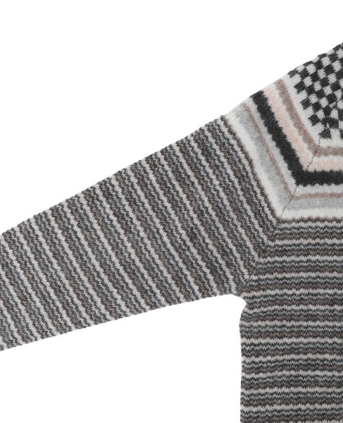 【NOMA t.d./ノーマティーディー】Checker And Striped Sweater 詳細画像 グレー 6