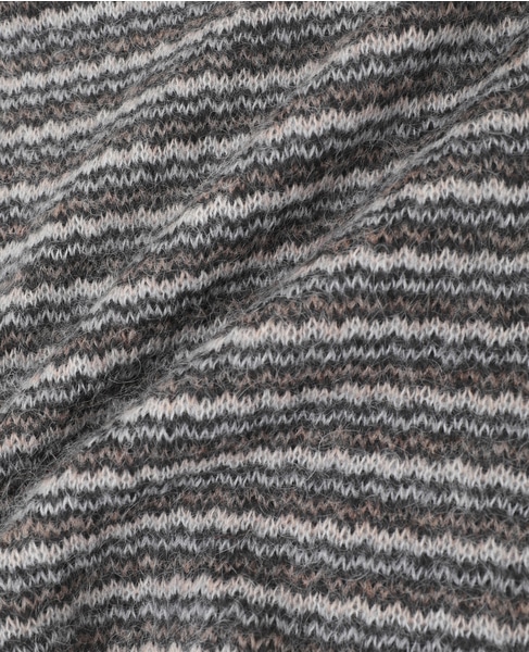 【NOMA t.d./ノーマティーディー】Checker And Striped Sweater 詳細画像 グレー 7