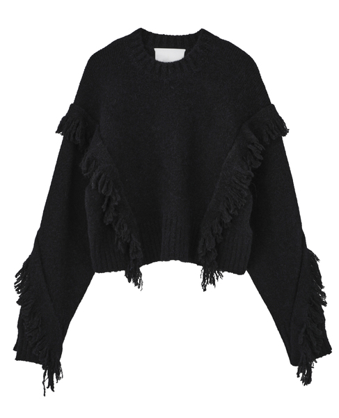【3.1 Phillip Lim/スリーワンフィリップリム】Fringe Crewneck Pullover 詳細画像 ブラック 1