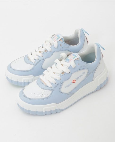 【Casablanca/カサブランカ】White & Powder Blue Court Sneaker APF24-SNK-017-02 詳細画像 サックス 1