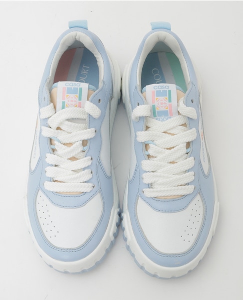 【Casablanca/カサブランカ】White & Powder Blue Court Sneaker APF24-SNK-017-02 詳細画像 サックス 2