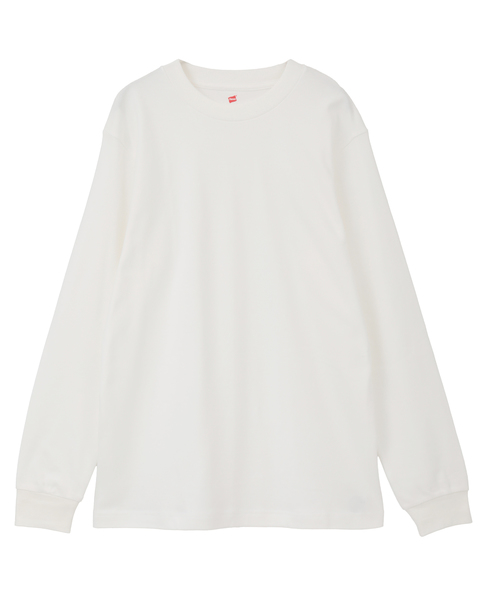 【Hanes/ヘインズ】クルーネックスムースロングスリーブ 詳細画像 ホワイト 1