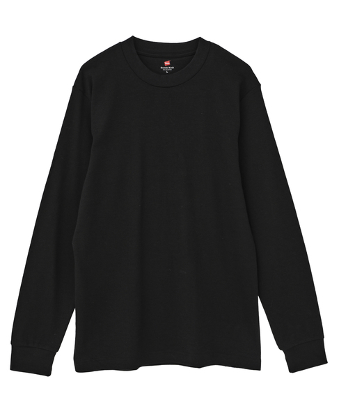 【Hanes/ヘインズ】クルーネックスムースロングスリーブ 詳細画像 ブラック 1
