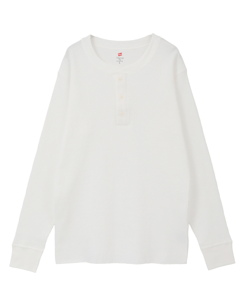 【Hanes/ヘインズ】サーマルトップ ヘンリーネックロングスリーブ 詳細画像 ホワイト 1