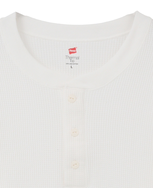 【Hanes/ヘインズ】サーマルトップ ヘンリーネックロングスリーブ 詳細画像 ホワイト 3