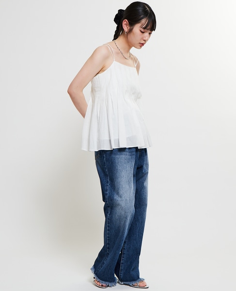 インド綿タックフレアーキャミブラウス 詳細画像 ホワイト 11