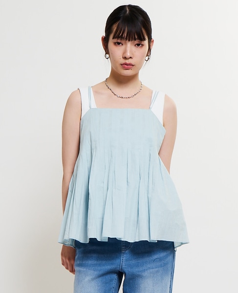 インド綿タックフレアーキャミブラウス 詳細画像 ミント 1