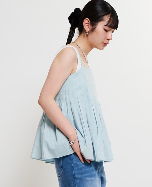 インド綿タックフレアーキャミブラウス 詳細画像 ミント 2