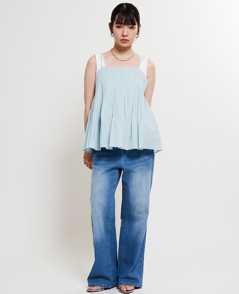 インド綿タックフレアーキャミブラウス 詳細画像 ミント 4