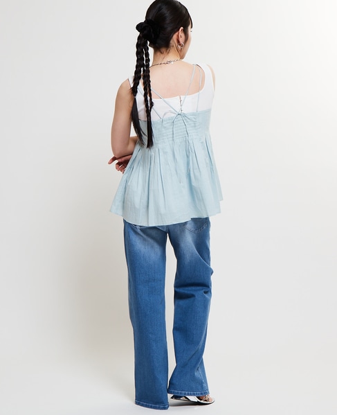 インド綿タックフレアーキャミブラウス 詳細画像 ミント 8