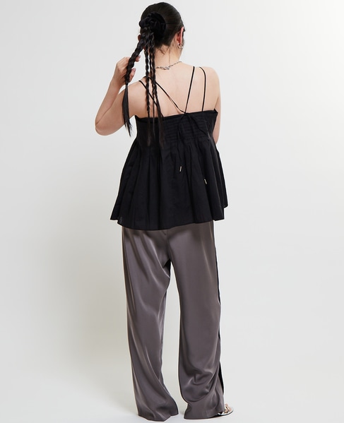 インド綿タックフレアーキャミブラウス 詳細画像 ブラック 10