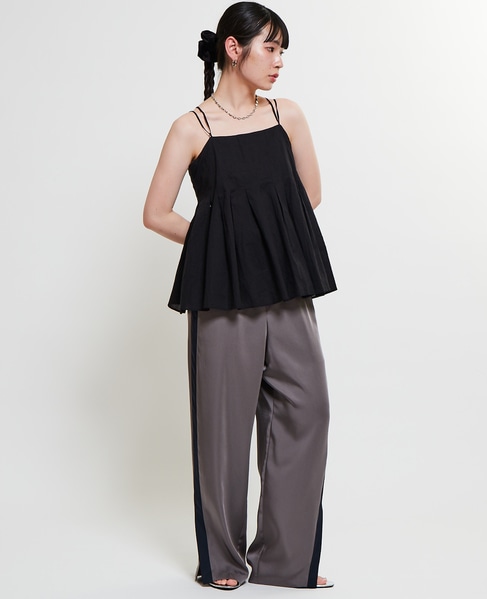 インド綿タックフレアーキャミブラウス 詳細画像 ブラック 12