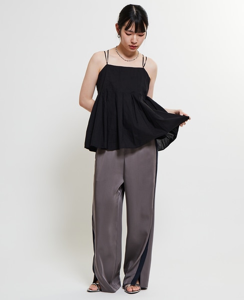 インド綿タックフレアーキャミブラウス 詳細画像 ブラック 5