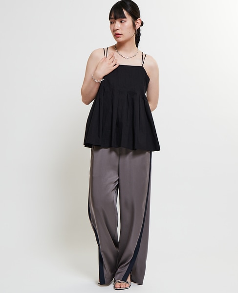 インド綿タックフレアーキャミブラウス 詳細画像 ブラック 6