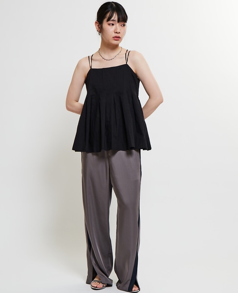 インド綿タックフレアーキャミブラウス 詳細画像 ブラック 7