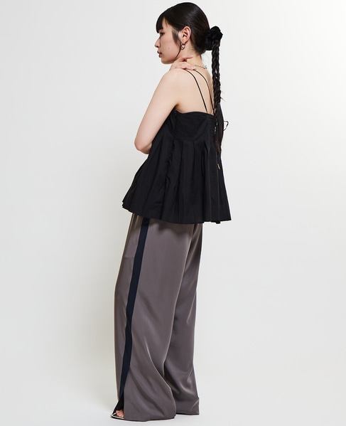 インド綿タックフレアーキャミブラウス 詳細画像 ブラック 8