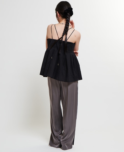 インド綿タックフレアーキャミブラウス 詳細画像 ブラック 9