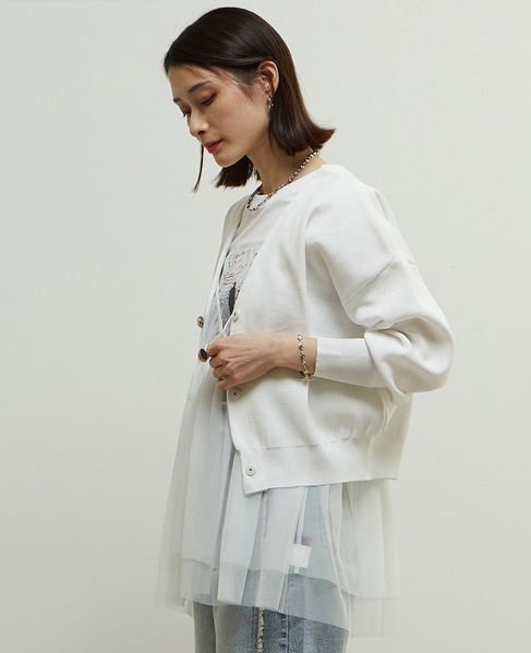 リブ編み前後2WAYニットカーディガン 詳細画像 ホワイト 2